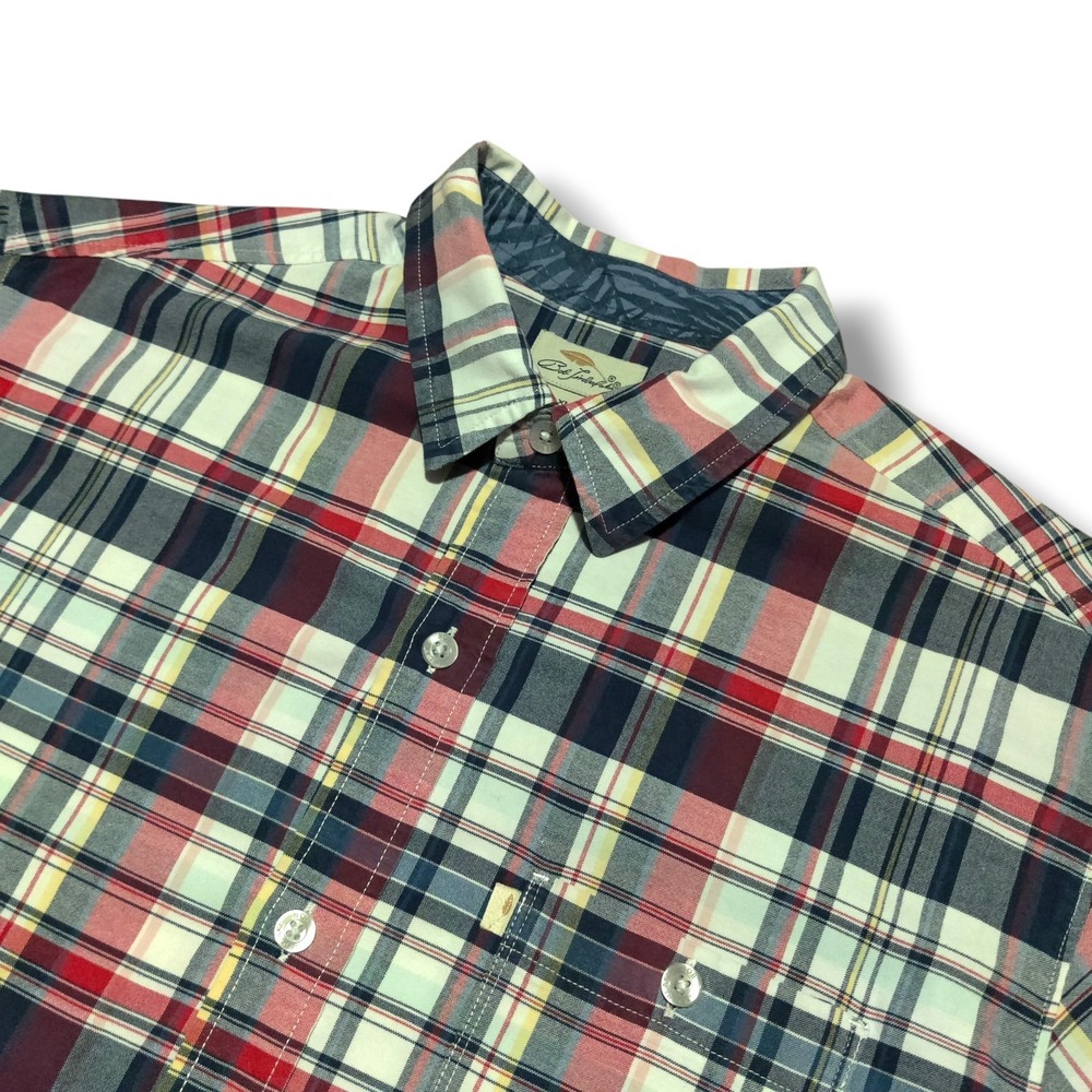Bob Timberlake Men Red‎ White Plaid Short Sleeve Button Front Shirt Size XL